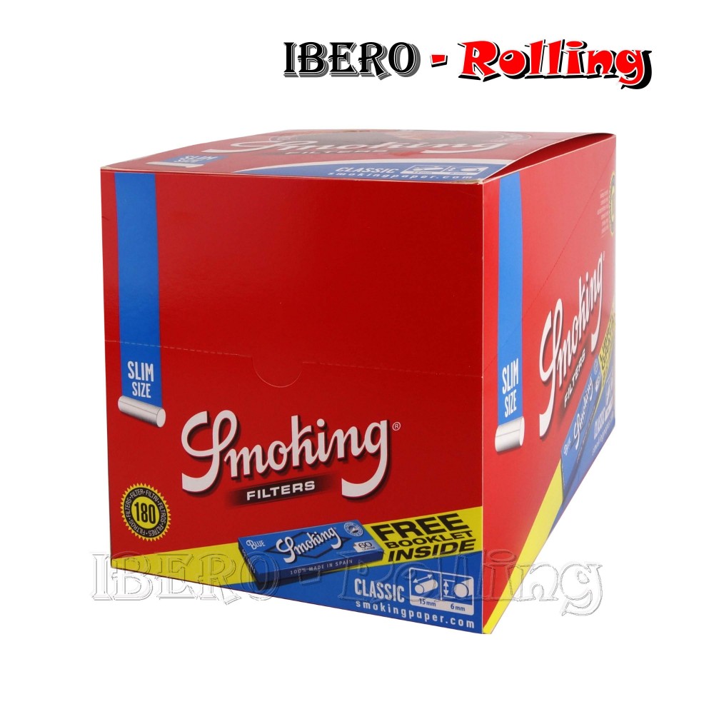 filtros smoking 6mm 180 caja + papel azul