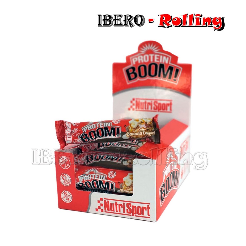 Barrita de proteinas Nutrisport Sabor a Platano y Caramelo 49 Gr. caja