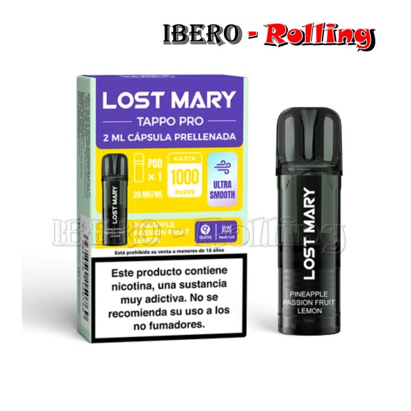 CÁPSULA LOST MARY PIÑA-MARACUYÁ-LIMÓN 20MG-CAJA 10UNI