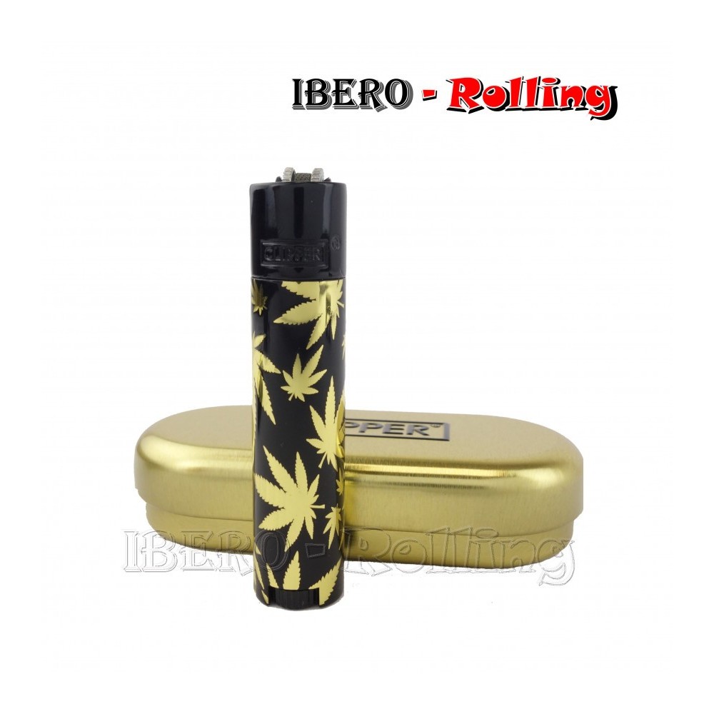 clipper metalico leaves gold negro