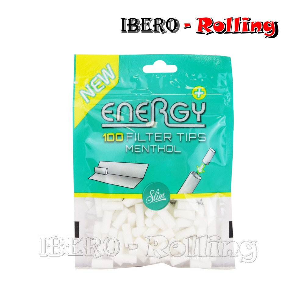 Filtro Energy menthol size 6mm 2 cajas 20 bolsas con 100 filtros cada una 